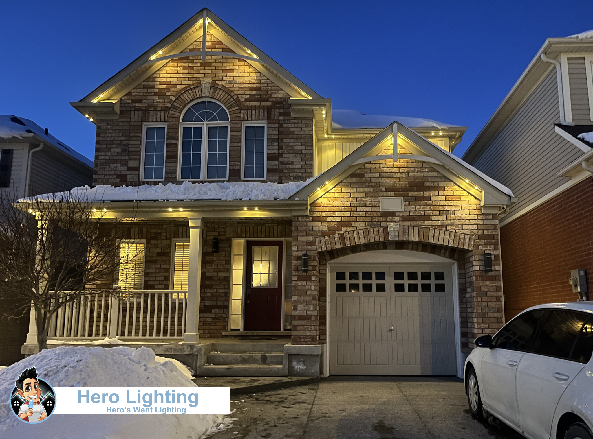 Warm white LED lights on home