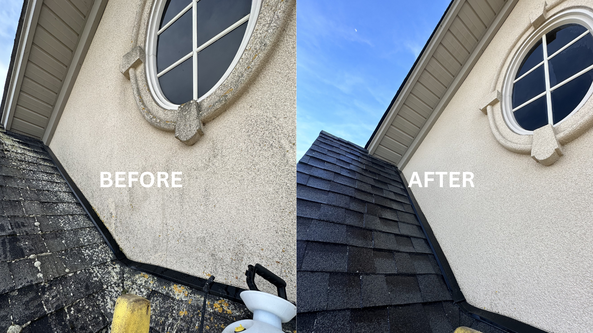 Stucco house wash before and after transformation